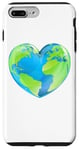 Coque pour iPhone 7 Plus/8 Plus Globe terrestre en forme de cœur