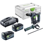 Bhc 18-Basic Marteau perforateur sans fil 18 v 1,8 j sds Plus Brushless + 2x batterie 5,0 Ah + chargeur rapide + Systainer - Festool