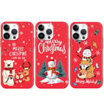 Xylota [3 Pièces Noël Coque pour Apple iPhone 14 Pro Max 6.7", Etui Christmas Cute Motif Dessin Housse, Souple Silicone Antichoc Bumper Protection Camera Case, 105