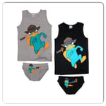 Boys Official Perry The Platypus Vest & Pants Set Phineas Ferb Underwear Agent P