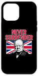 Coque pour iPhone 12 Pro Max Winston Churchill Never Surrender avec drapeau Union Jack