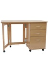 'Flipp' - 3 Drawer Folding Office Storage Filing Desk  Workstation - Beech