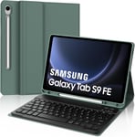 Coque Clavier Pour Samsung Tab S9 Fe 10.9"" 2023,Azerty Français Clavier Magnétique Détachable Bluetooth Pour Samsung Galaxy Tab S9 Fe 10.9"" 2023,Vert Foncé.[Y453]