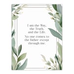 The Way The Truth The Life Green Bible Quote New Testament Wall Art Poster Print