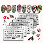 6 Pièces Tampon Ongle Nail Art Kit, Rectangulaires Plaque Stamping Nail Art, Aimer Animal Serpentmotif Tampon Stamping Nail Art Pochoir Ongle Nail Art Reutilisable pour Ongle Manucure