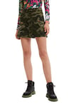 Desigual Women's FAL_Duna, 4086 Dark Khaki Skirt, Green, M