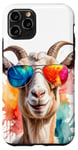 Coque pour iPhone 11 Pro Chèvre Lunettes De Soleil Coloré Drôles Animaux Imprimé