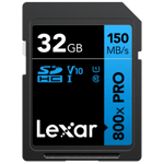 Lexar SDHC 800x Pro UHS-I cards, C10 (V10) U1, R150, 32GB