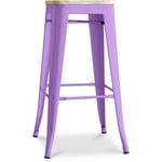 Tabouret de Bar - Design Industriel - Acier & Bois - 76cm - Stylix Violet Clair