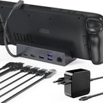 Steam Deck Dock,6In1 Dockingstation(Mit 45W Usb C Ladegerät Netzteil)Kompatibel Mit Valve Steam Deck,Usb C Hub Mit Hdmi 2.0 4K@60Hz,Rj45 1 Gbit/S Ethernet,Usba 3 Und Usbc Schnellladeanschluss