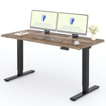 FLEXISPOT 2 Moteurs Bureau Assis Debout 140x80 Une Pièce, Bureau Debout électrique avec Panneau à Fonctions Mémoires, Bureau Réglable en Hauteur Électrique, Charge 100kg, Noir+Marron