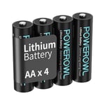 POWEROWL AA Lithium Batteries, 1.5V Double A Battery (Pack of 4)-Not Rechargeable