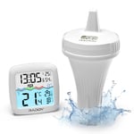 Raddy PT-2 Thermomètre de piscine flottant sans fil, facile à lire, IPX7 thermomètre de température d'eau avec réveil, niveau de confort de l'eau, pour piscine bain à remous baignoire