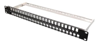 DELTACO 19" Keystone patch panel, 48 ports, 1U, aluminium, black