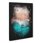 Bondi Beach In Australia Paint Splash Modern Canvas Wall Art Print Ready to Hang, Framed Picture for Living Room Bedroom Home Office Décor, 30x20 Inch (76x50 cm)