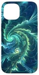 iPhone 15 Tie Dye, Abstract Green & Blue Colors, Colorful Pattern Case