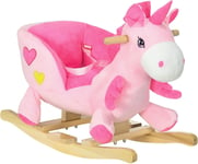 Pink Unicorn Rocking Horse Soft Plush Ride On Toddler Seat 32 Songs Seat Belt UK