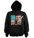 Hybris MTV Distressed USA-Flag Hoodie (Black,XXL)