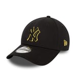 NEW ERA NEW YORK YANKEES BASEBALL CAP.9FORTY BLACK TEAM OUTLINE STRAP HAT S24