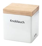 Boîte de rangement de Continenta avec couvercle en bois, blanc / brun, 14 x 12 x 15,5 cm