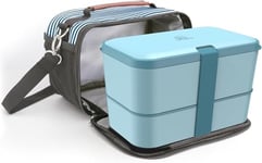 Umami Bento Lunch Box avec Sac Isotherm, Boîte Repas Compartimentée, 4 Couverts & 2 Pots à Sauce Inclus, Lunchbox Micro-Ondable avec Lunch Bag Portable pour Femmes Hommes et Étudiants