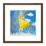 Zuckermann Cizek Girl Amongst Flowers Painting 8X8 Inch Square Wooden Framed Wall Art Print Picture with Mount