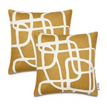 Paco Home Housse De Coussin Housse De Coussin Décoratif Lot De 2 Canapé Salon Feuilles Scandinave, Couleur:Jaune 2, Sets:2pcs-Set