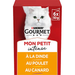 GOURMET MON PETIT INTENSE | Chat Adulte | Aliment Humide | À La Volaille: Canard, Poulet, Dinde | Lot de 8 de 6 x 50 g | Sachet fraicheur