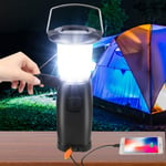 Campinglampa solar vevlampa, LED camping handvev lanternUSB Uppladdningsbar Handlampa|Dynamo lampa| Power |3 ljusstyrkelägen för fiske,