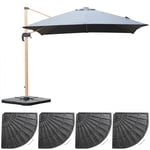 Parasol déporté OVIALA - BRESCIA - 3x3m - Aluminium - Effet bois gris