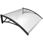 VOUNOT Auvent de Porte d'entrée Toit Marquise en Polycarbonate Porte Résistante Toit Abri Protection Contre La Pluie et UV Transparent 120x80cm Noir