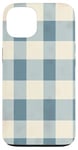 Coque pour iPhone 13 Motif damier bleu clair-gris et crème