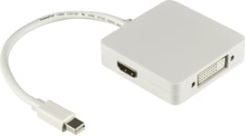 DELTACO Mini DisplayPort til DVI-D Single Link/HDMI/DisplayPort adapte
