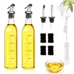 Dachiy Pack De 2 Bouteilles En Verre 500 Ml Avec Bec Verseur, Bouteille Huile, Distributeur, Entonnoir Transparent, Adaptées Pour Cuisine, Grill, Cuisine