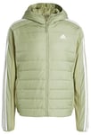 adidas Men's Essentials 3-Stripes Insulated Hooded Hybrid Jacket, tent green, S