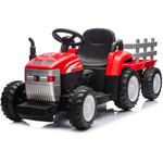 Mediawave Store - Tracteur Électrique pour Enfants Lamas LT984 avec Remorque Amovible 12V Couleur: Rouge