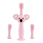 Vicloon Brosse à Dents Bébé,Brosse à Dent pour bébé Souple en Silicone avec Approuvé par la FDA sans BPA,Brosse à dents pour l'Apprentissage Dentaire pour les bébés de 6 mois-3 ans(Koala rose)