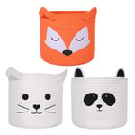 ACOHSY Storage Baskets Storage Boxes,Set of 30x30x30 CM Collapsible Laundry Baskets,Kallax Storage Unit,Toy Basket,Cute Animal Toy Storage Rope Basket for Cat