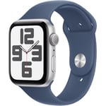 Apple Watch SE 44mm Silver Aluminium Case GPS Sport Band (S/M) (Denim)[2024]