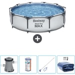 Piscine Bestway Ronde Steel Pro max - 305 x 76 cm - Grise - Comprend des Accessoires CB57 - Grey