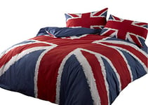 Rock N Roll Funky Union Jack British Uk Blue Red White Double Duvet Cover Bedding Bed Set, Blue