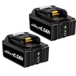 AIMAX 5.5Ah 18V Battery for Makita 2 Packs Li-Ion BL1850 Replacement Battery Compatible with Makita BL1830 BL1860 BL1840 BL1835 BL1845 194204-5 LXT-400 18V Cordless Tools