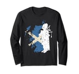 Scottish Pride Bagpipes Silhouette Map Long Sleeve T-Shirt