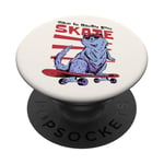 Just Skate Fun Planche de skateboard rétro Motif chat Rouge PopSockets PopGrip Adhésif