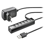 NGS IHUB7 Tiny - Hub 7 Ports USB 2.0 avec Alimentation Externe 5V/1A, Compatibilité Universelle, “Plug and Play