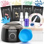 Madors Waxing Kit for Women Heating Ring Wax Warmer Wax Kit for Hair Removal Intelligent Temperature Control Wax Machine with Hard Wax Beads (Black)