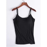 MAZS Women Tank-Top Built-in Bra Padded Stretchable Push-Up Tops Camisoles Tube Vest Sleeveless Casual