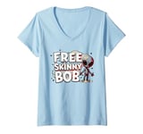 Womens We Must Free Skinny Bob The Gray Alien Being Held Captive V-Neck T-Shirt