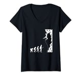 Womens Wall Climbing Human Evolution Bouldering Climber V-Neck T-Shirt