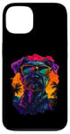 Coque pour iPhone 13 Mini schnauzer Lovers Design coucher de soleil vintage Mini schnauzer